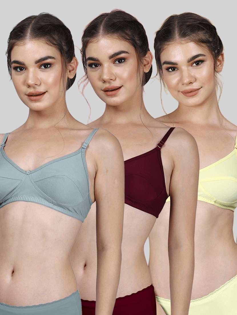 women pack of 3 solid full coverage bra