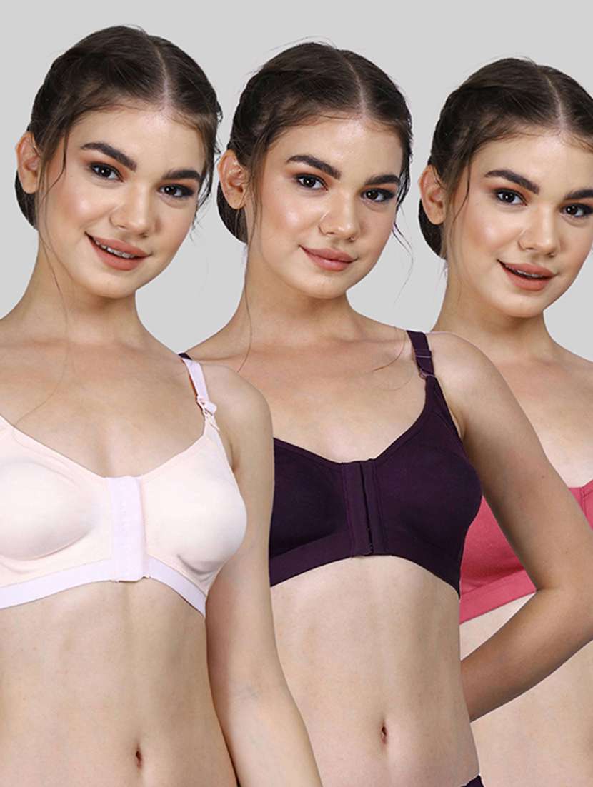 women pack of 3 solid full coverage bra