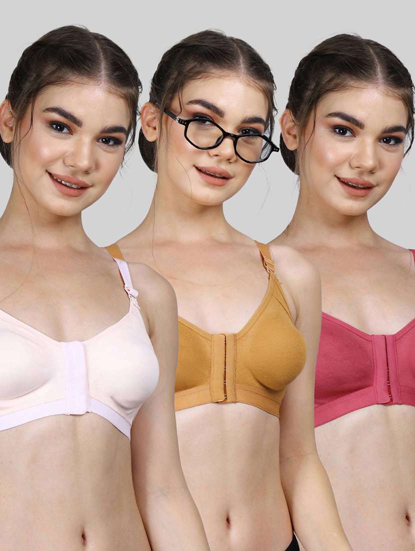 women pack of 3 solid full coverage bra