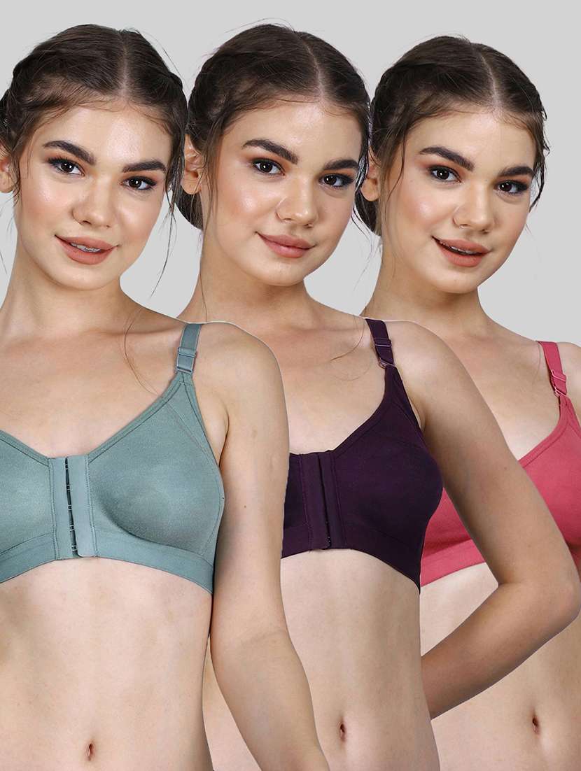 women pack of 3 solid full coverage bra