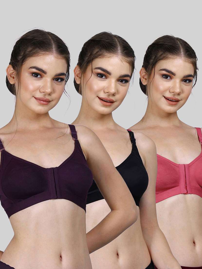 women pack of 3 solid full coverage bra