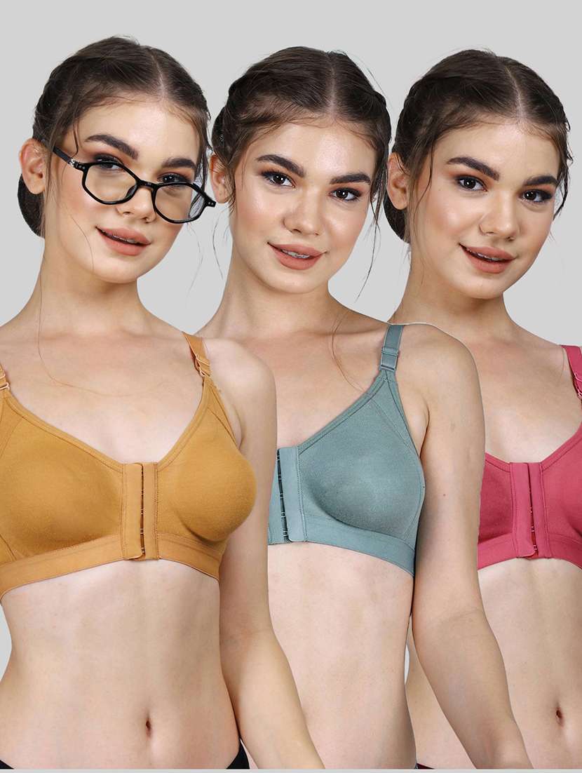 women pack of 3 solid full coverage bra