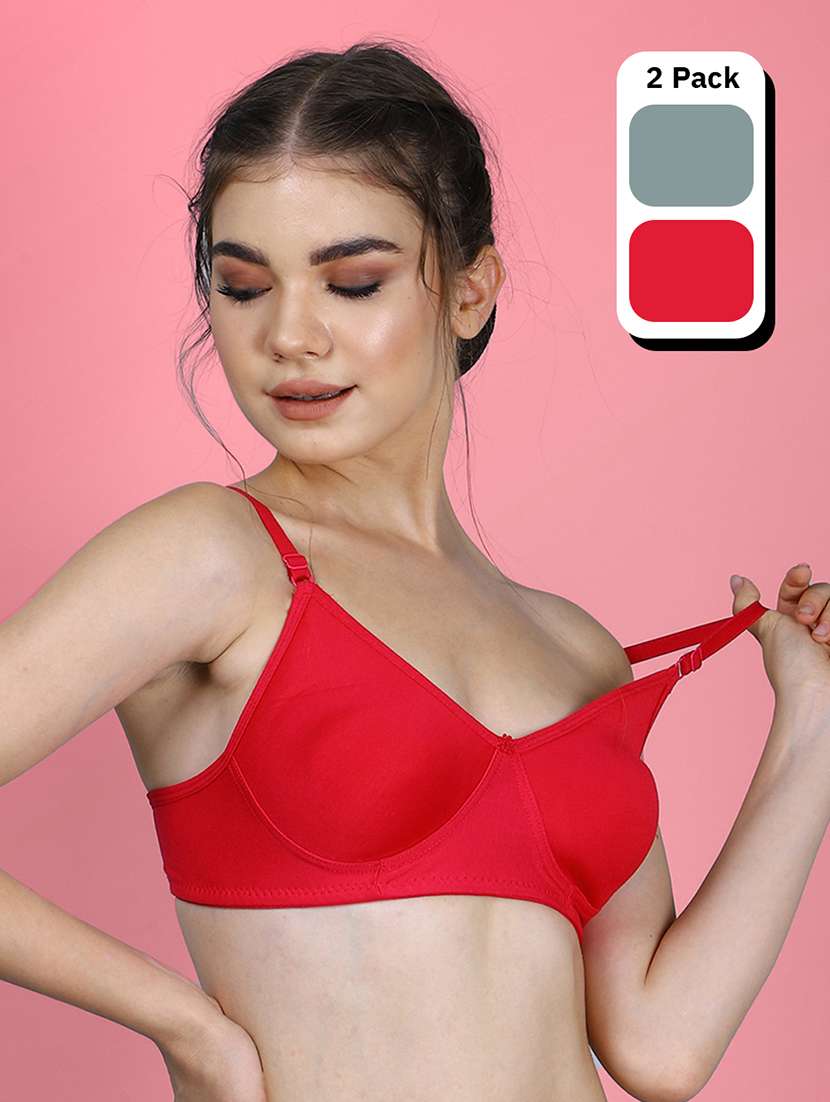 women pack of 2 solid full coverage bra