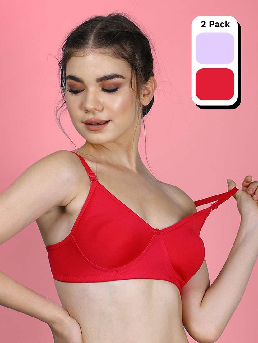 women pack of 2 solid full coverage bra