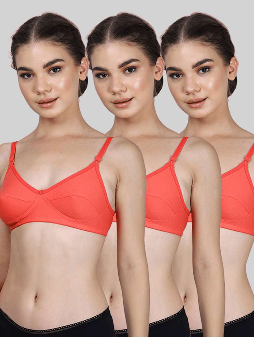 women pack of 3 solid full coverage bra