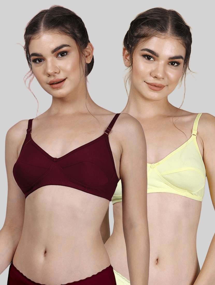 women pack of 2 solid full coverage bra
