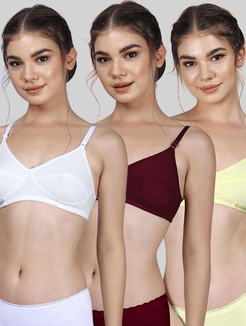 women pack of 3 solid full coverage bra