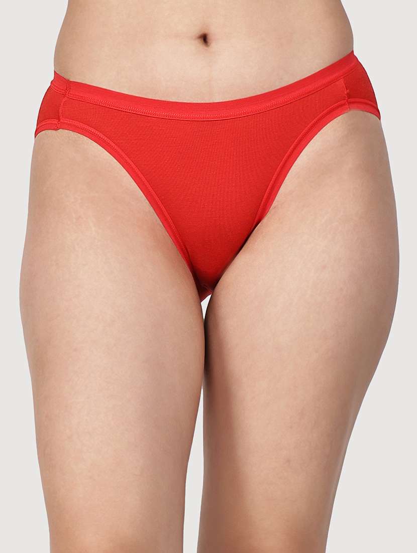 women solid mid rise regular panty