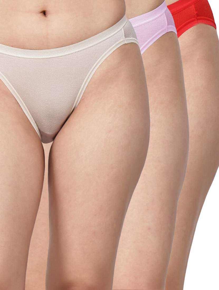 women pack of 3 solid mid rise regular panty