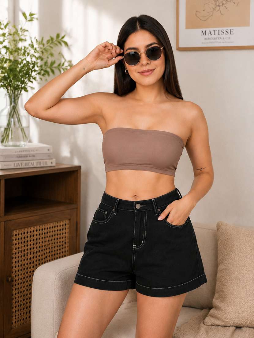 women solid full coverage tube bra