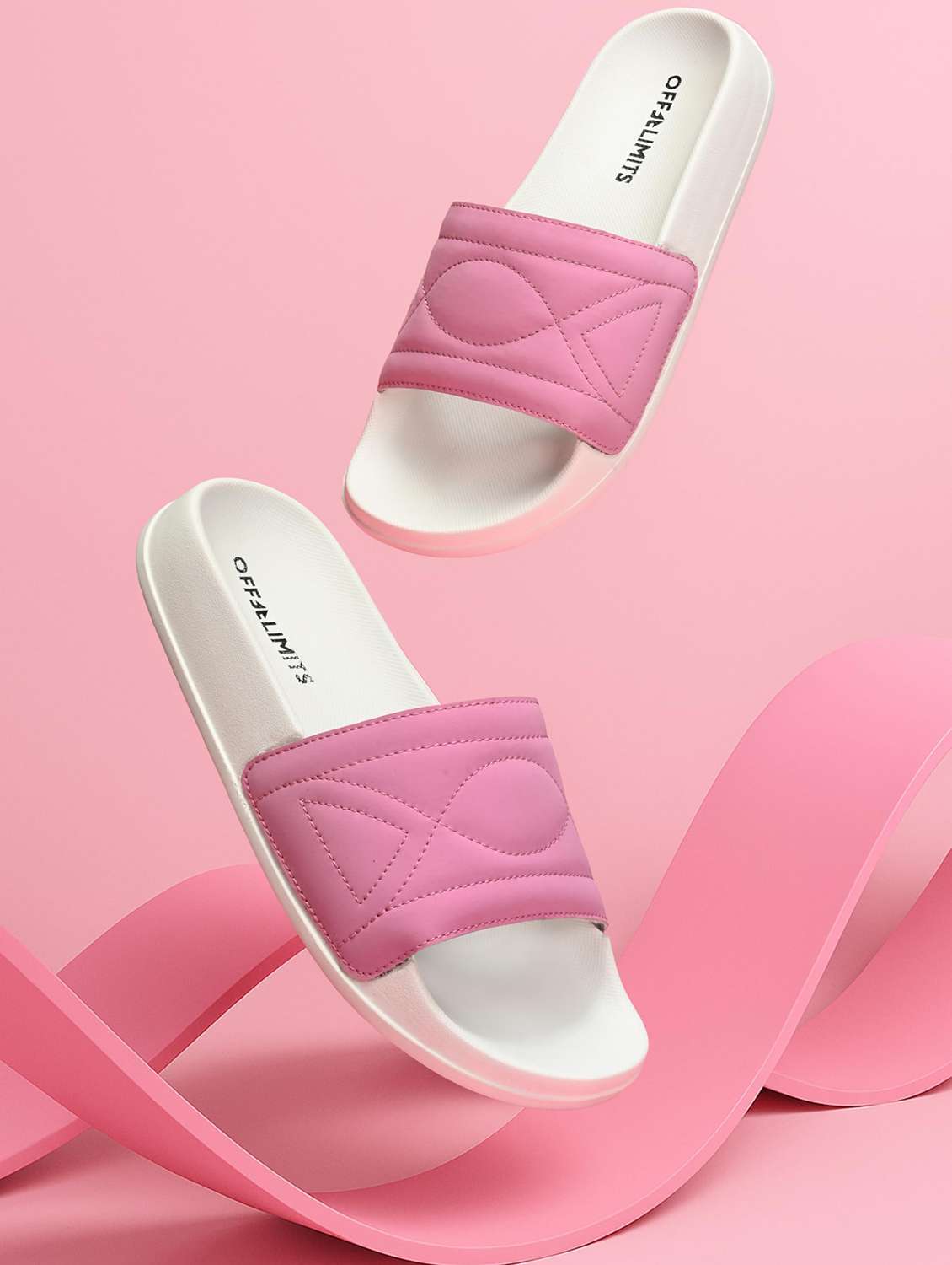 women textured slip on slides