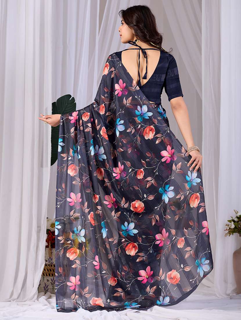 women printed casual wear saree with blouse - 22581440 -  Standard Image - 3