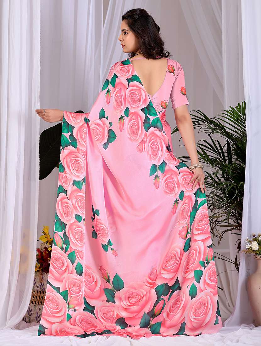 Women Printed Casual Wear Saree With Blouse - 22581441 -  Standard Image - 3