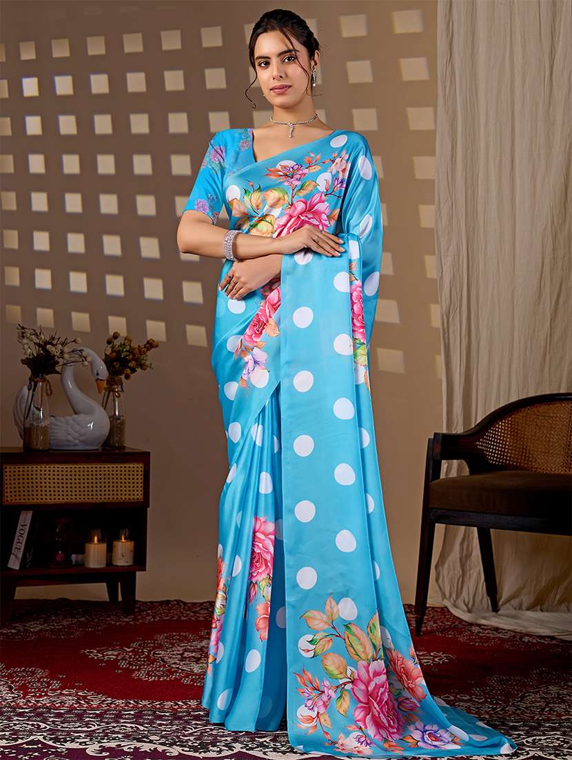 women printed casual wear saree with blouse