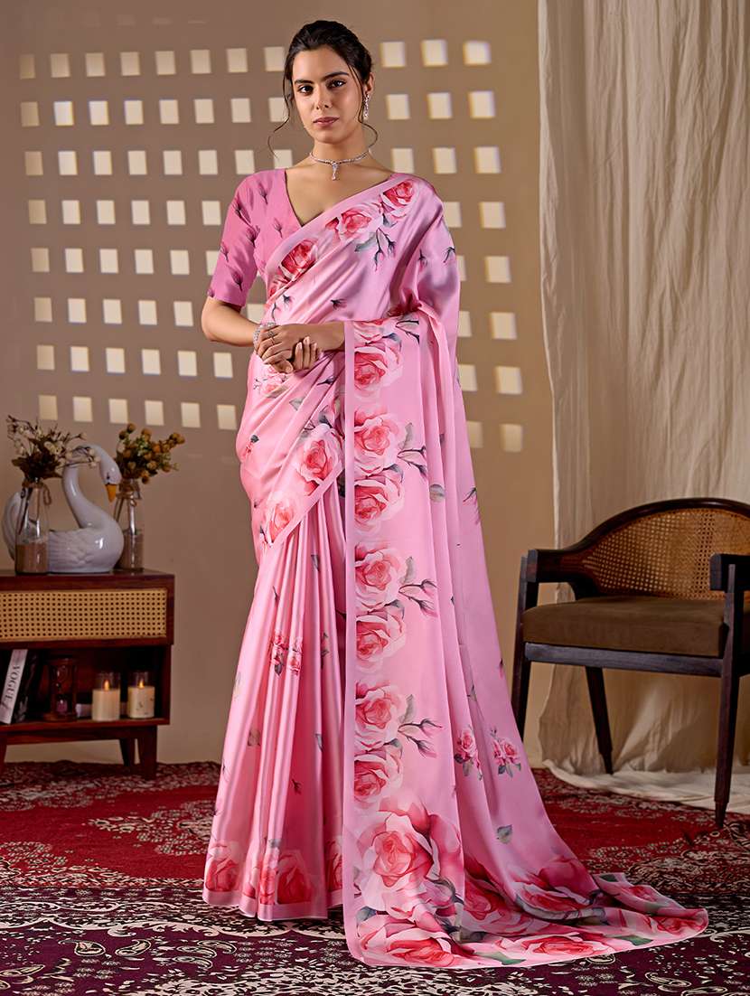 women printed casual wear saree with blouse