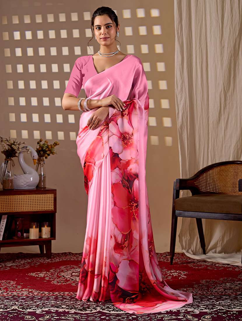 women printed casual wear saree with blouse