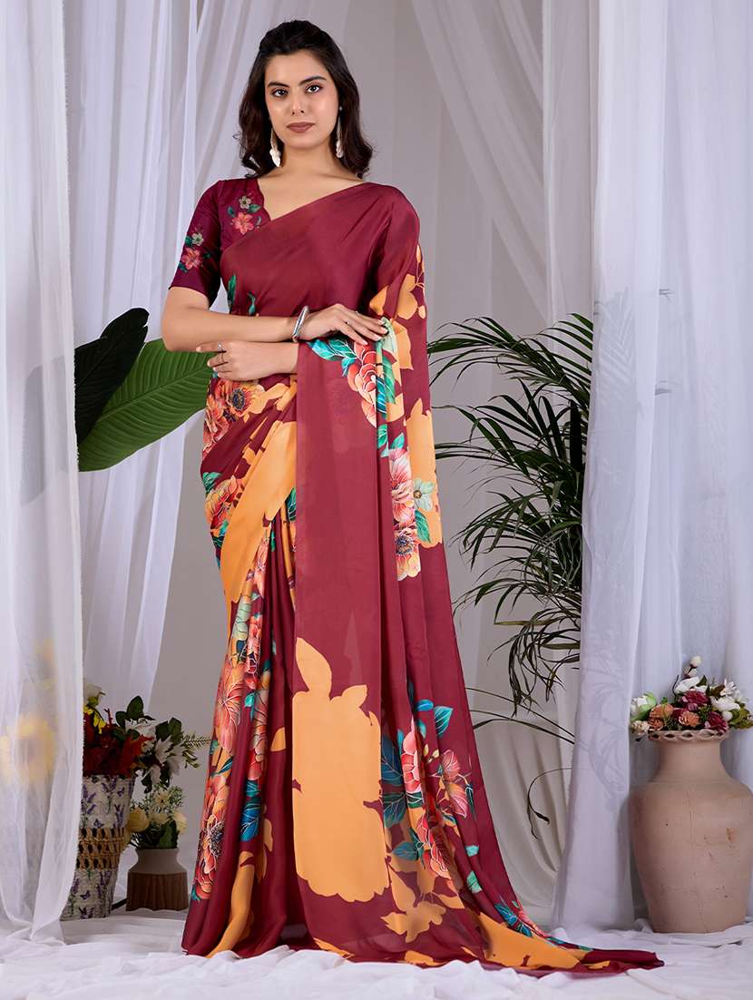 women printed casual wear saree with blouse