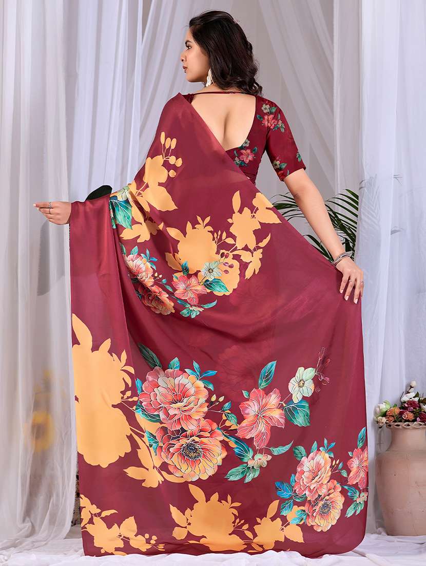 women printed casual wear saree with blouse - 22581467 -  Standard Image - 3