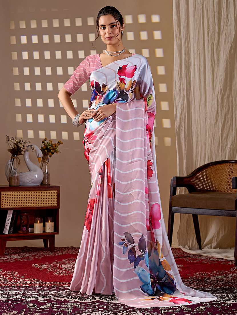 women printed casual wear saree with blouse