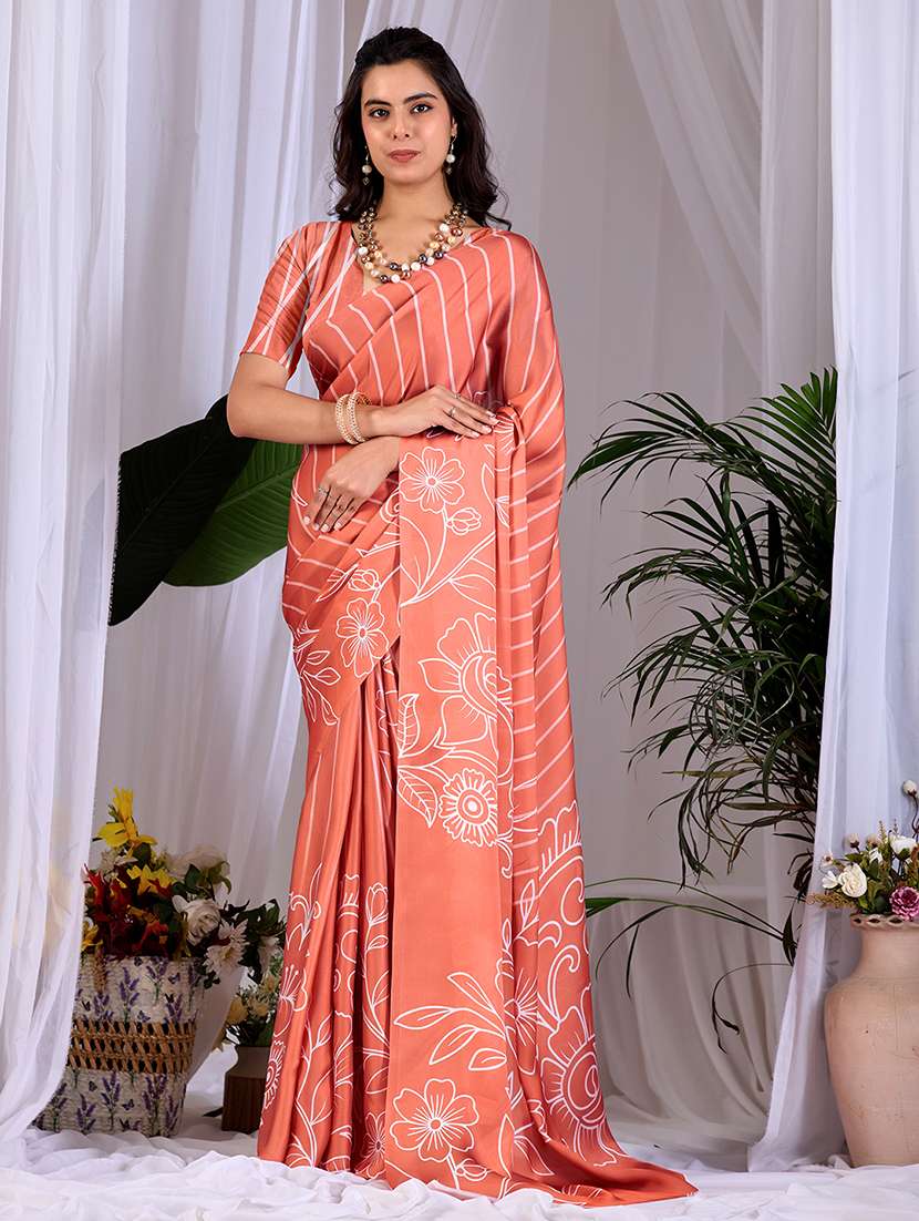 women printed casual wear saree with blouse