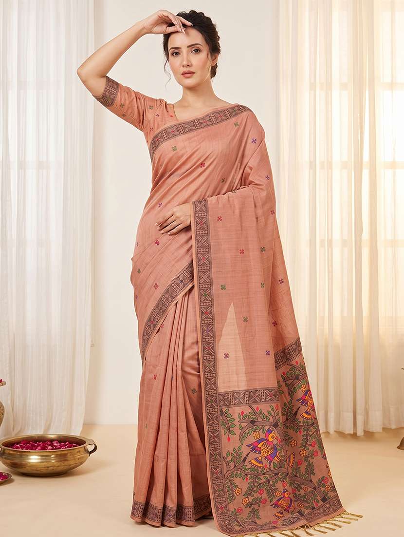 women printed casual wear saree with blouse