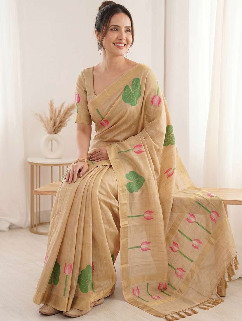 women printed casual wear saree with blouse - 22581519 -  Standard Image - 3