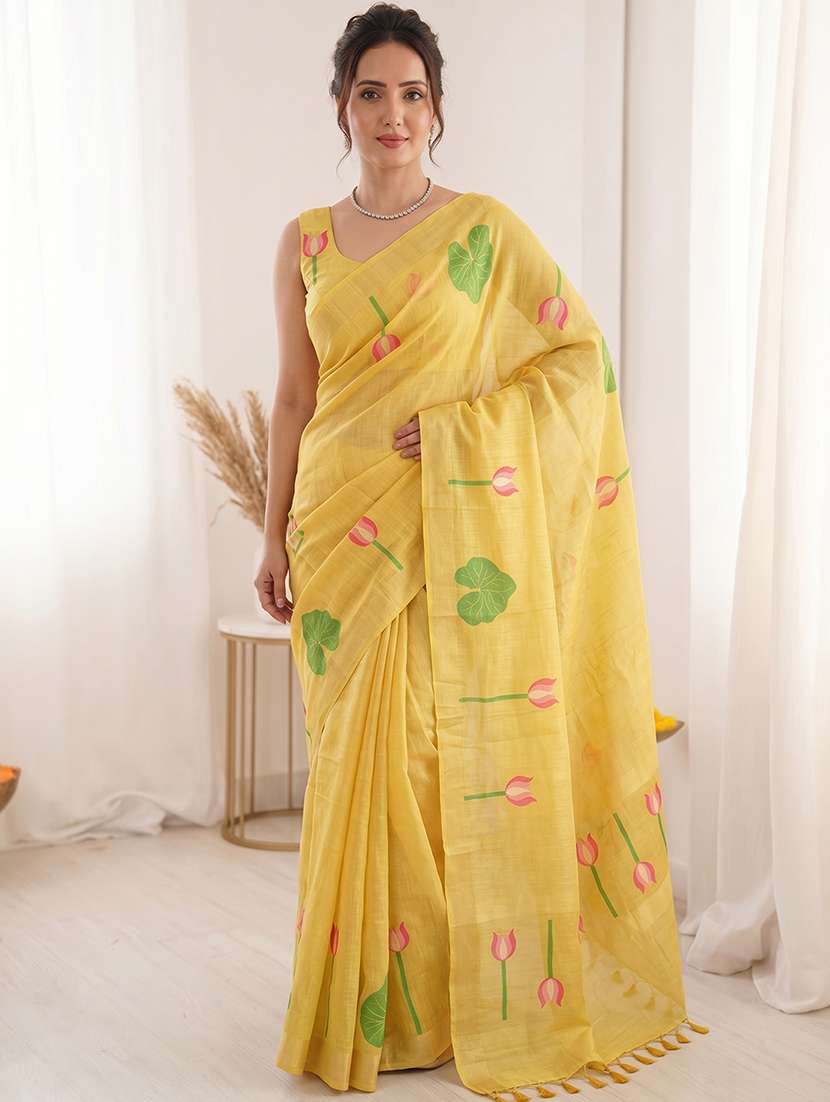 women printed casual wear saree0 with blouse