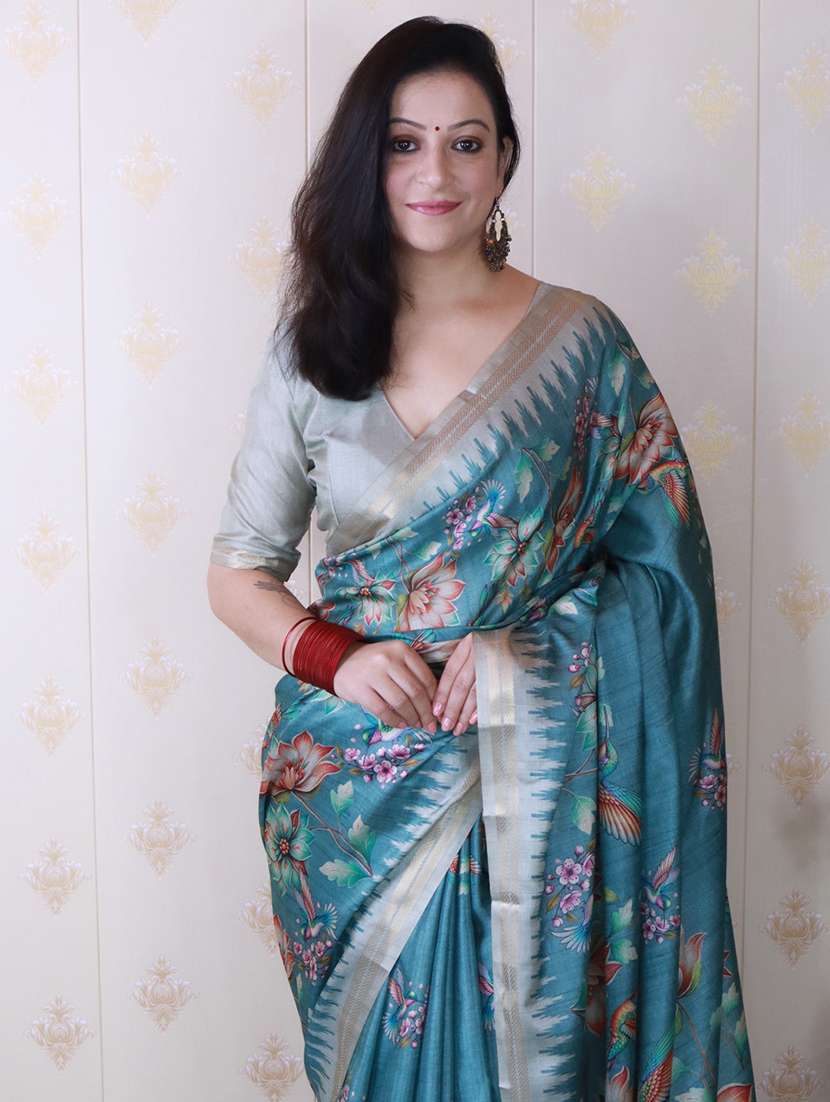 women printed casual wear saree with blouse - 22581534 -  Standard Image - 3