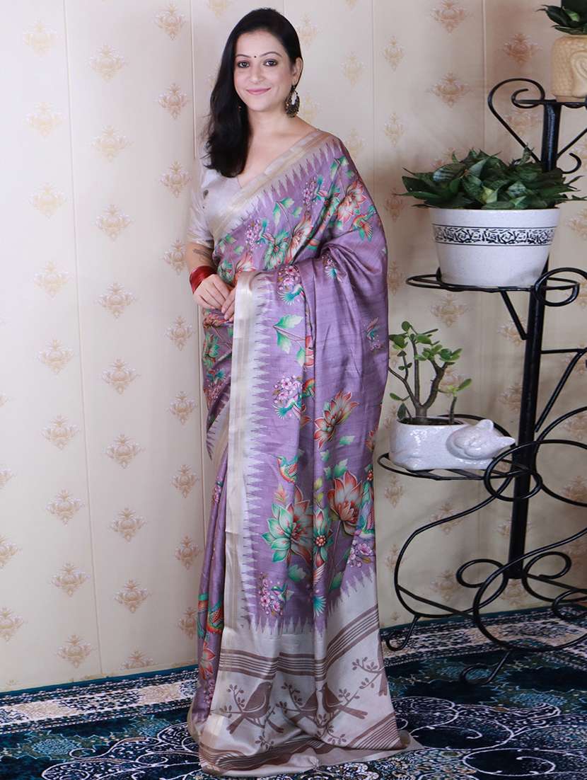 women printed casual wear saree with blouse