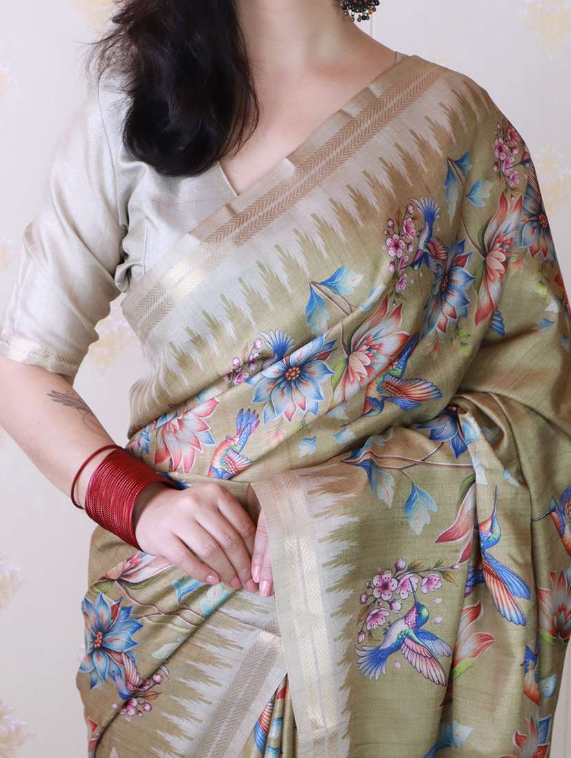 women printed casual wear saree with blouse - 22581537 -  Standard Image - 3