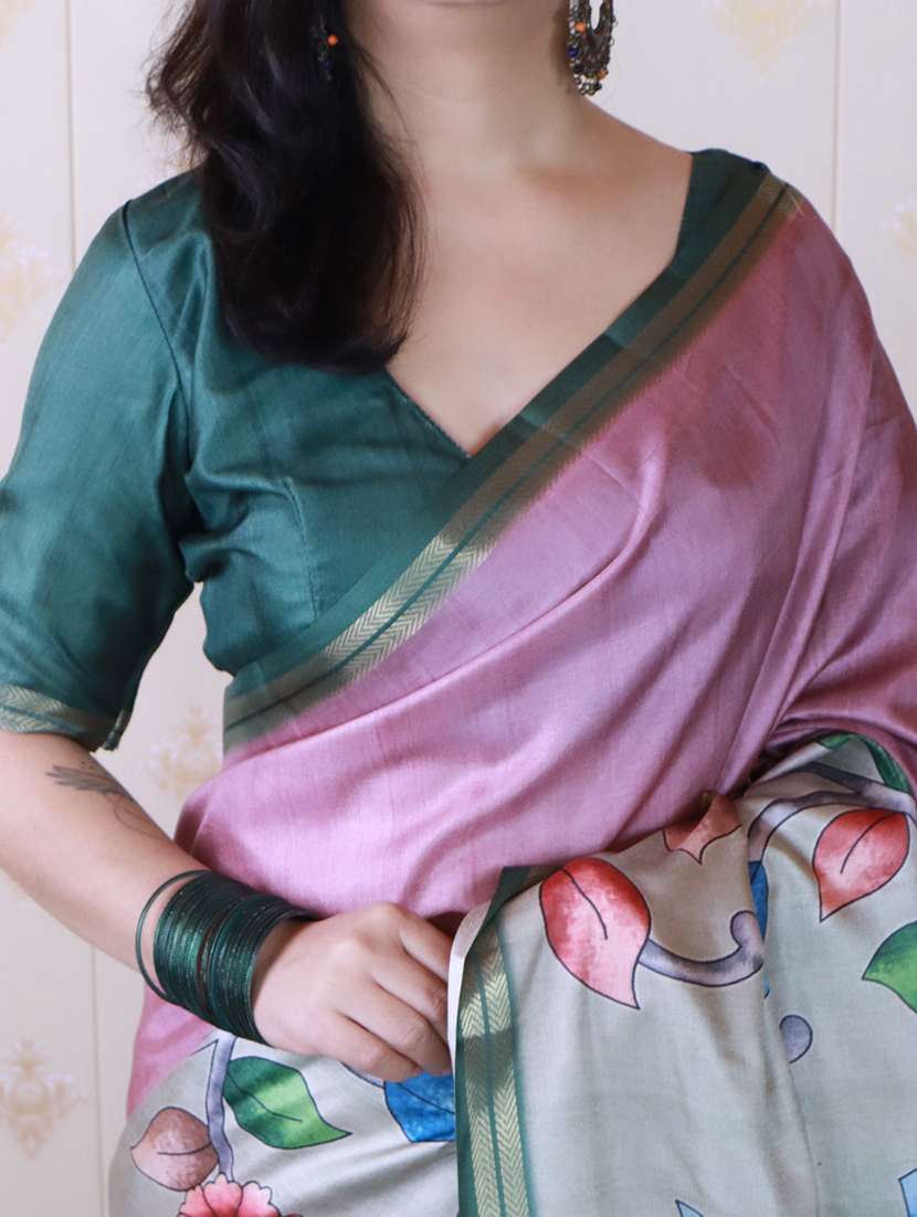women printed casual wear saree with blouse - 22581538 -  Standard Image - 3