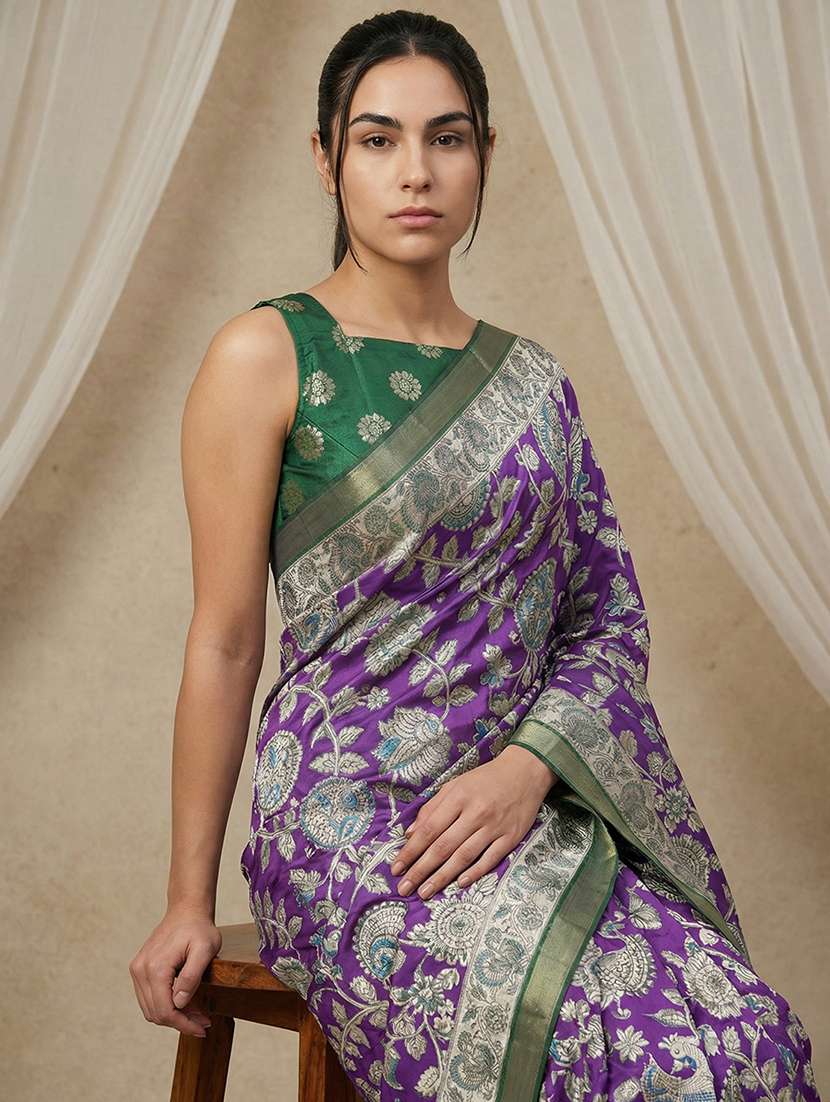 women printed casual wear saree with blouse - 22581548 -  Standard Image - 5