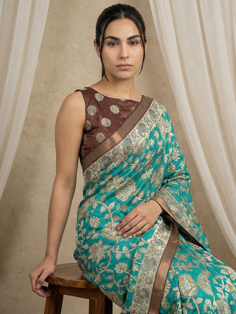 women printed casual wear saree with blouse - 22581549 -  Standard Image - 5