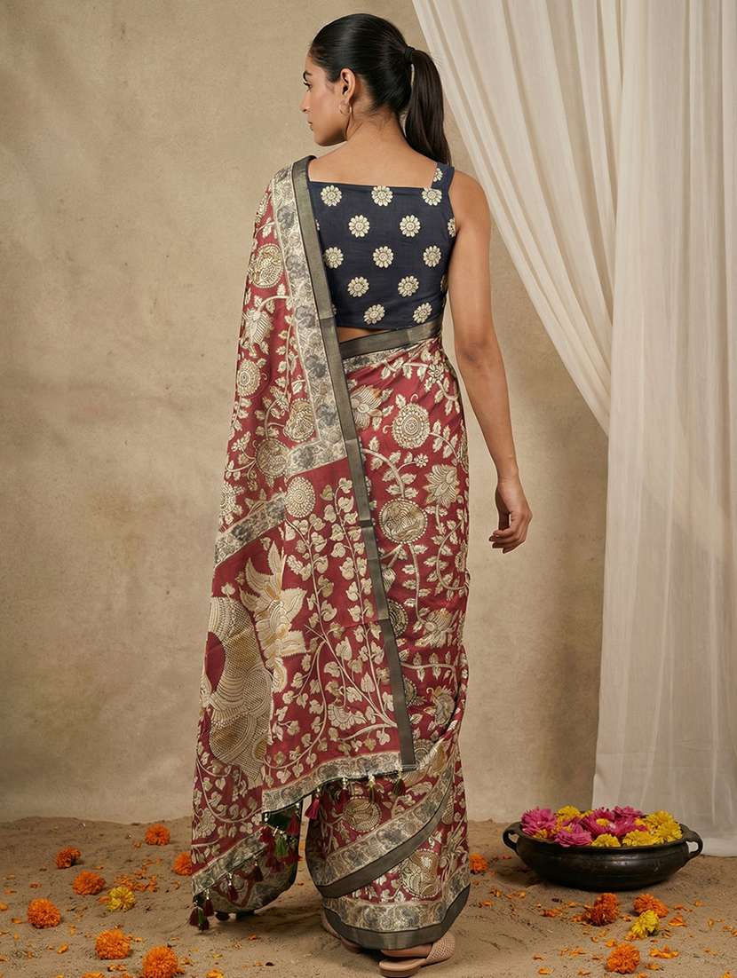 women printed casual wear saree with blouse - 22581550 -  Standard Image - 3