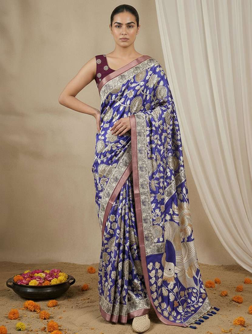 women printed casual wear saree with blouse