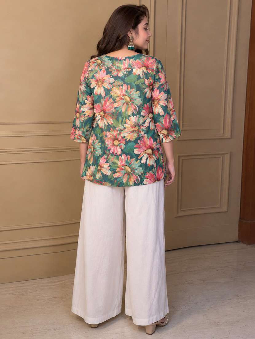 women printed three quarter sleeves straight kurti - 22581750 -  Standard Image - 3