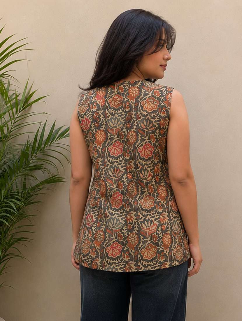 women printed sleeveless straight kurti - 22581759 -  Standard Image - 3