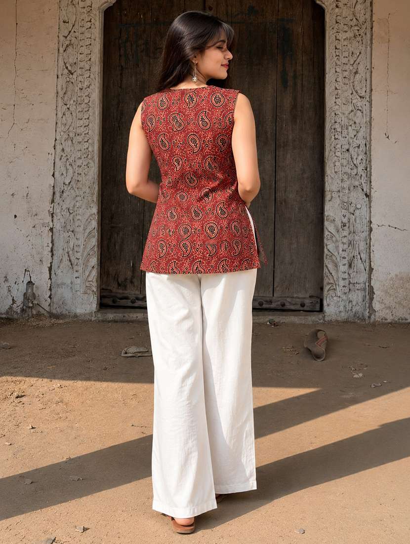 Women Printed Sleeveless Straight Kurti - 22581761 -  Standard Image - 3