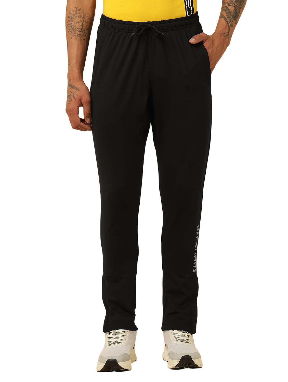 men typographic mid rise regular fit track pant