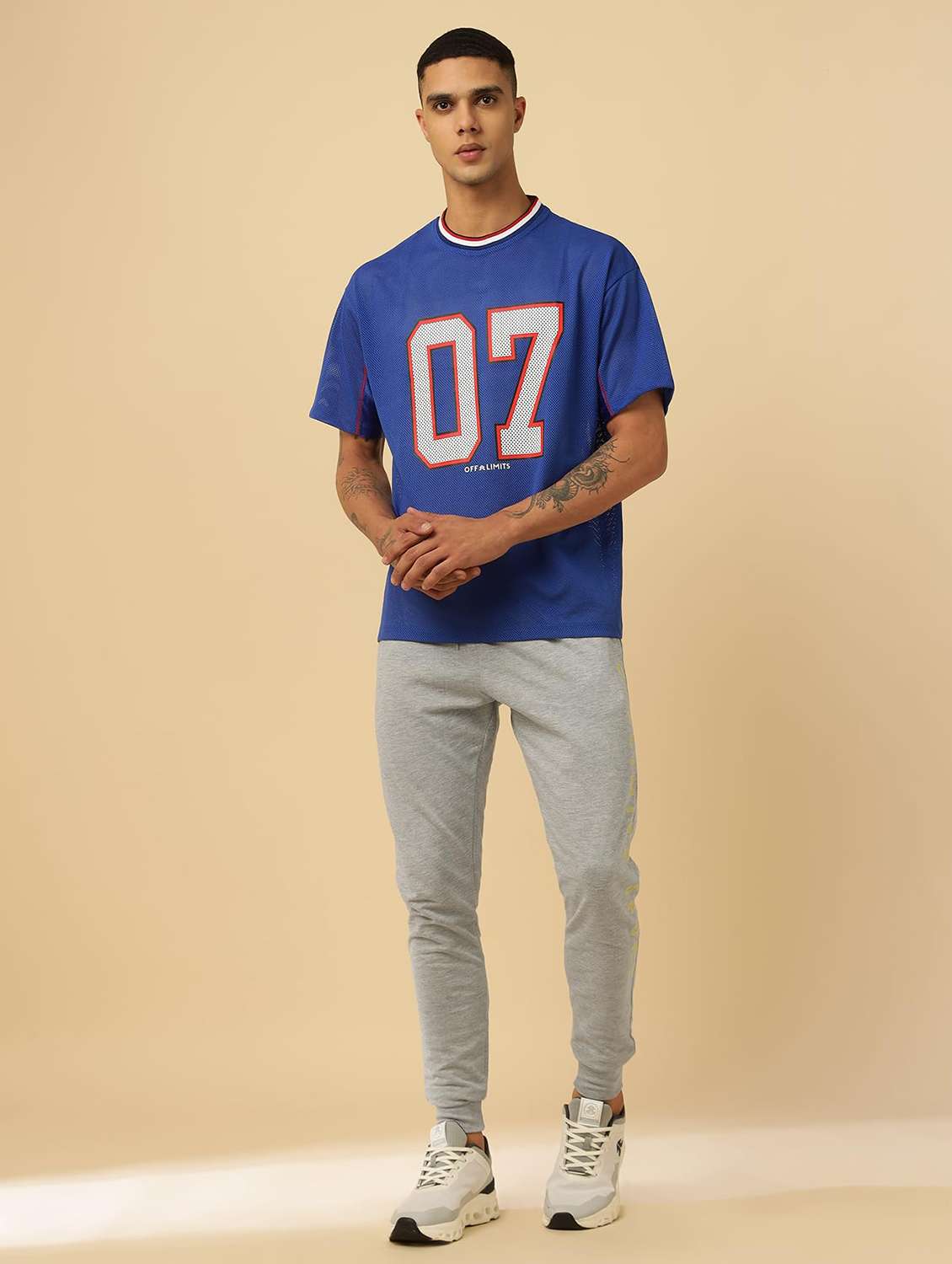 men typographic mid rise slim fit joggers - 22581764 -  Standard Image - 5