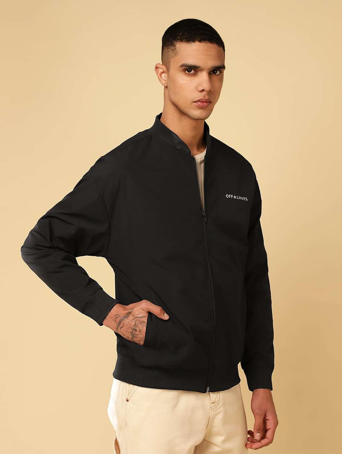 men solid long sleeves bomber jacket - 22581785 -  Standard Image - 3