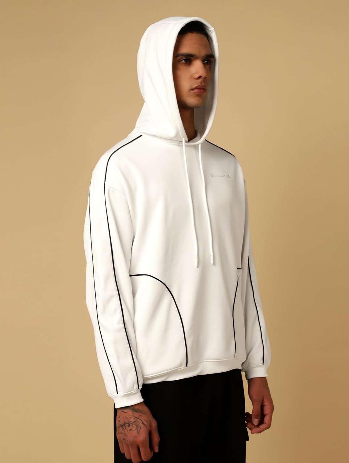 men solid long sleeves hooded sweatshirt - 22581795 -  Standard Image - 3