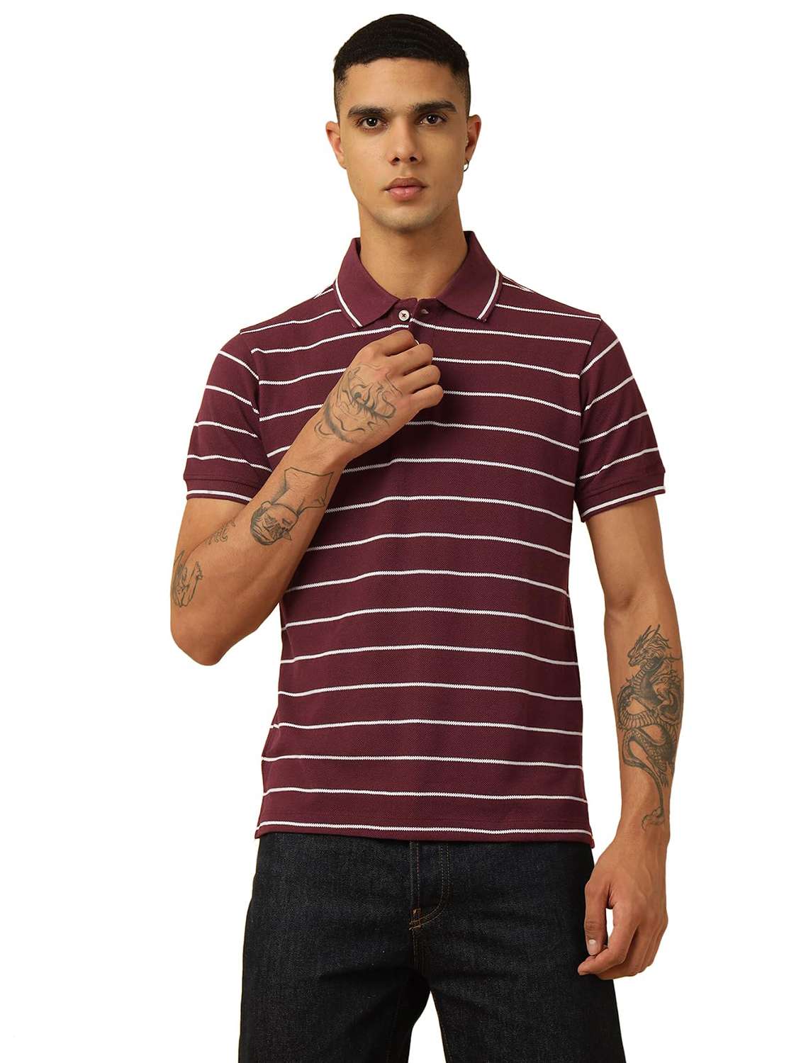 men printed short sleeves polo t-shirt