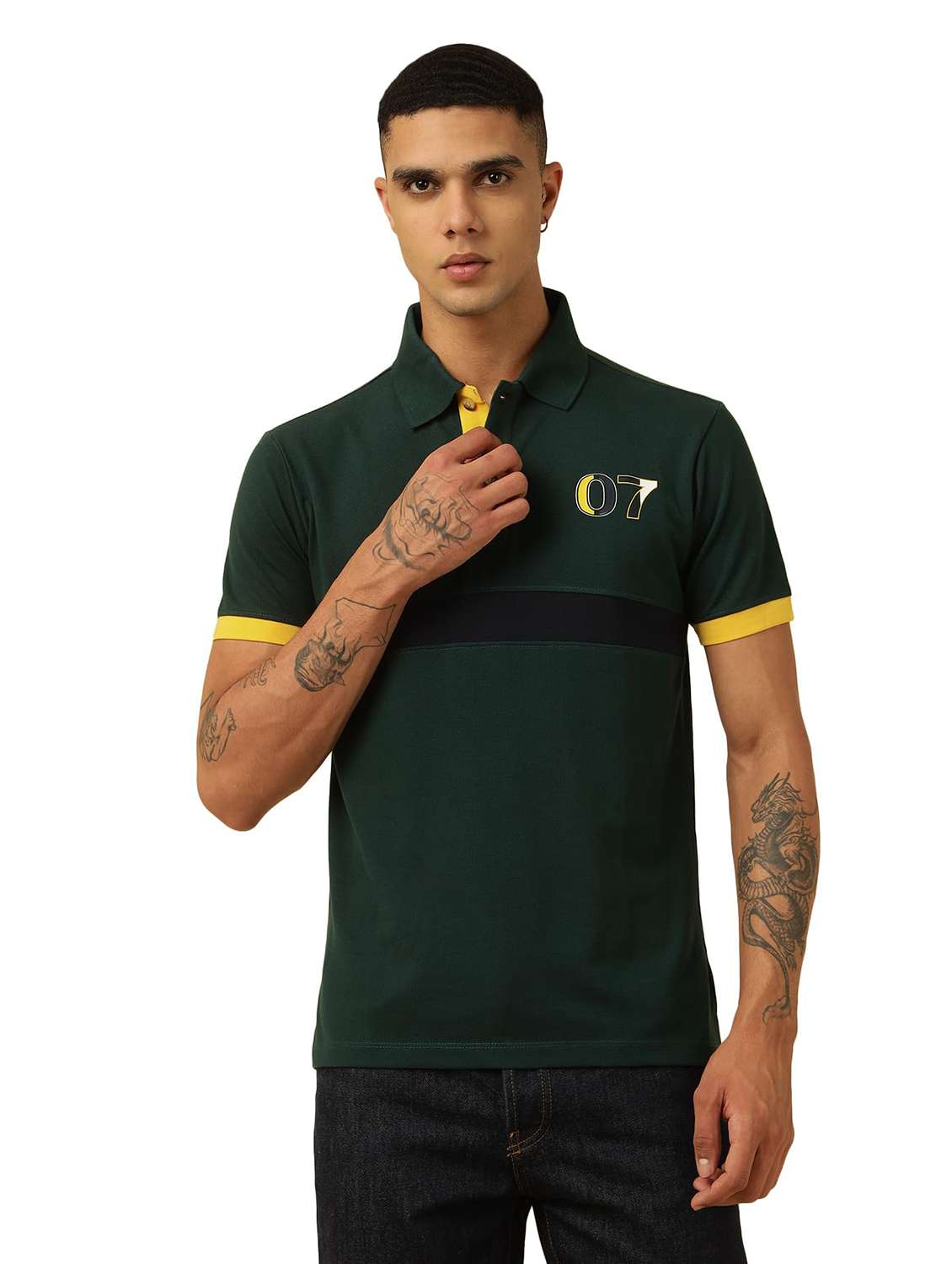 men printed short sleeves polo t-shirt