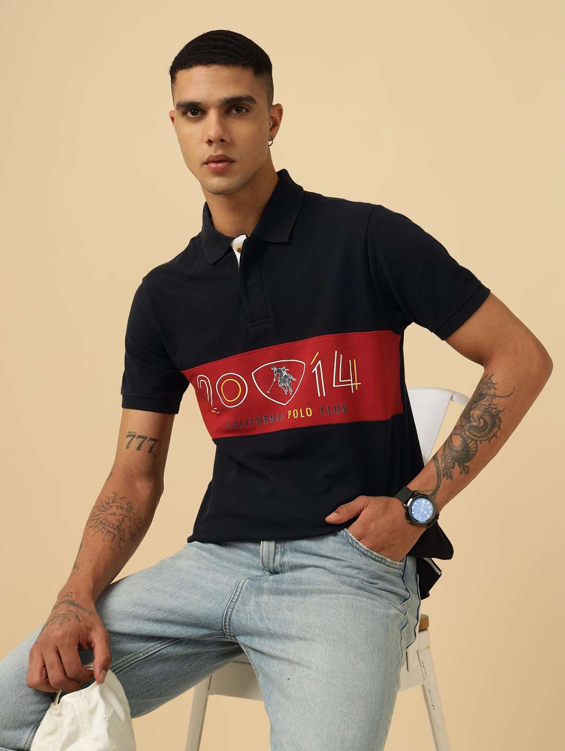 Men Printed Short Sleeves Polo T-shirt - 22581812 -  Standard Image - 3