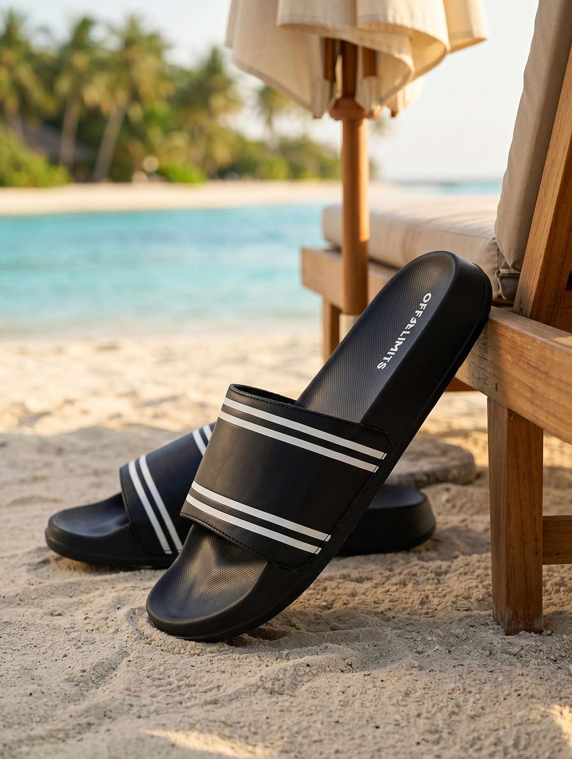 men striped slip on slider