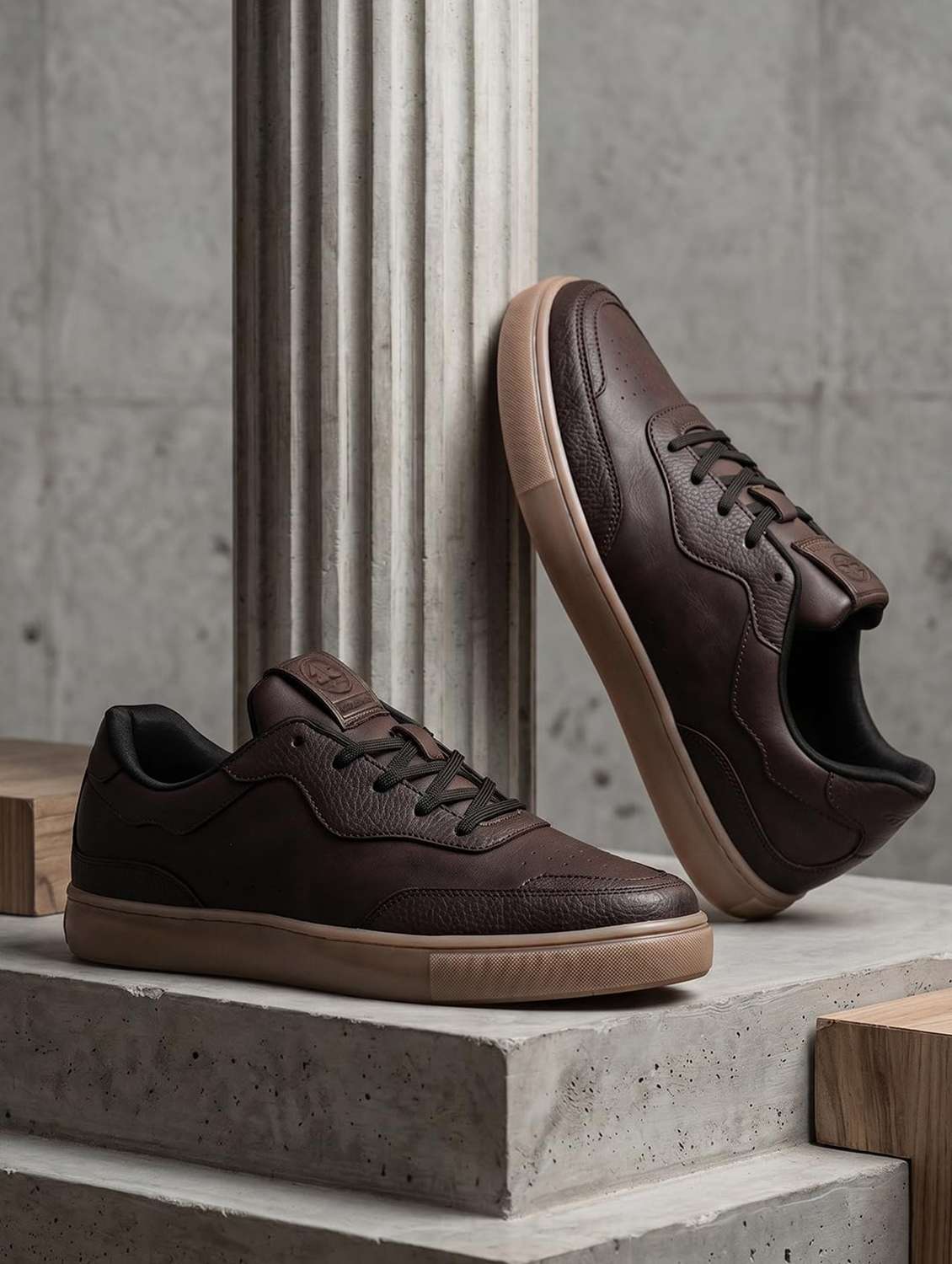 men textured lace up sneaker