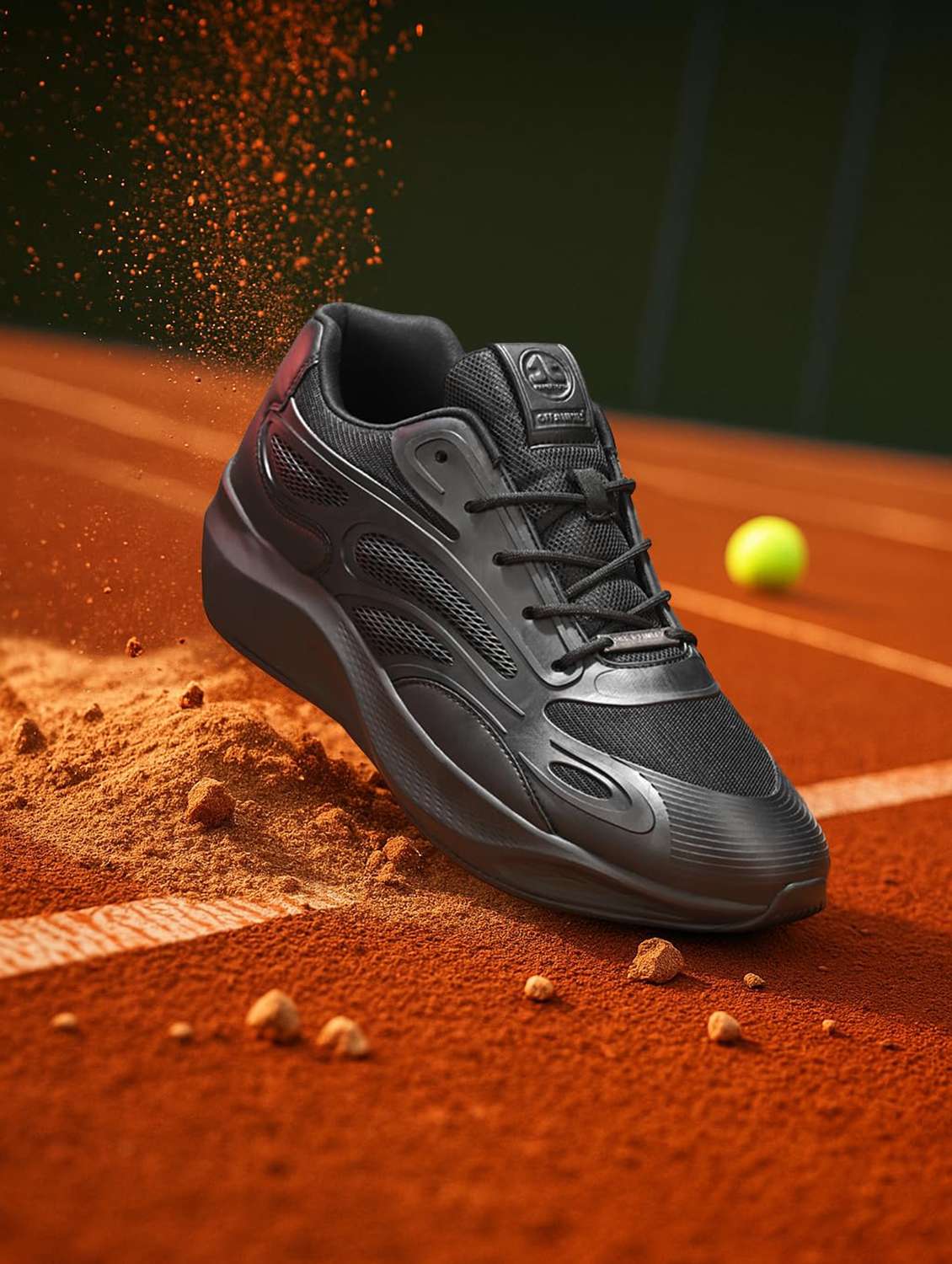 men textured lace up sports shoes