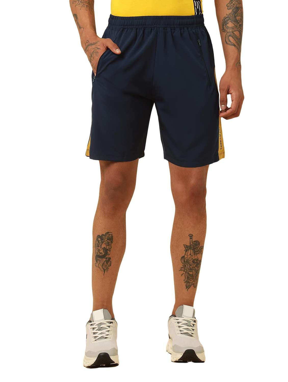 Men Taped Mid Rise Regular Fit Sports Shorts - 22582203 -  Standard Image - 3