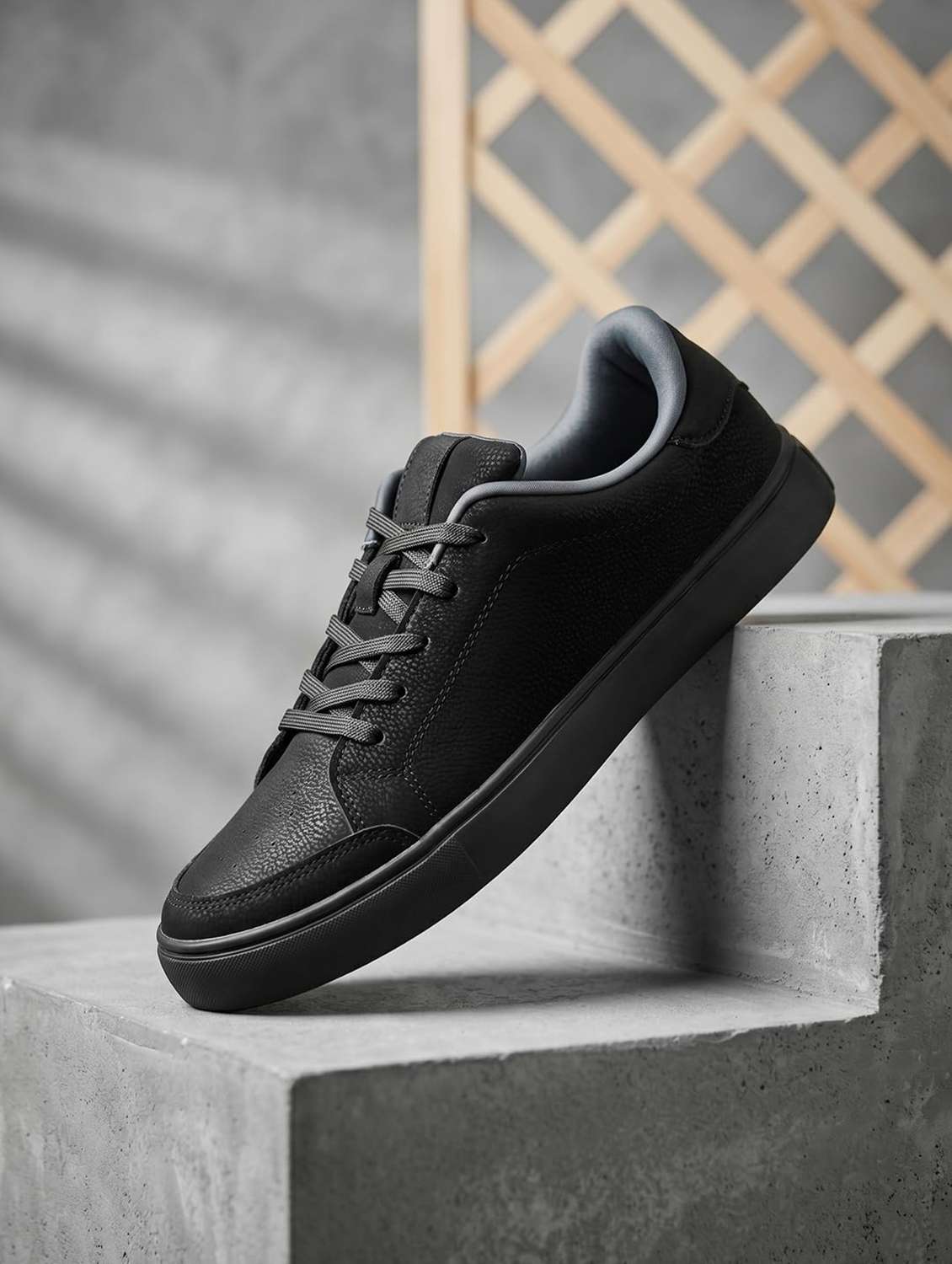men solid lace up sneaker